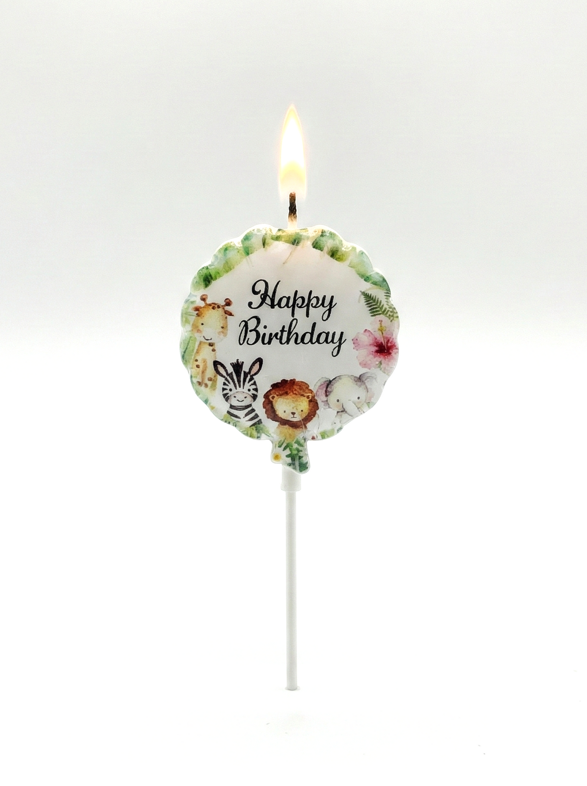 Safari Happy Birthday Yuvarlak Doğum Günü Mumu