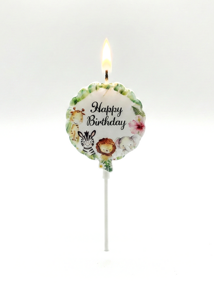 Safari Happy Birthday Yuvarlak Doğum Günü Mumu