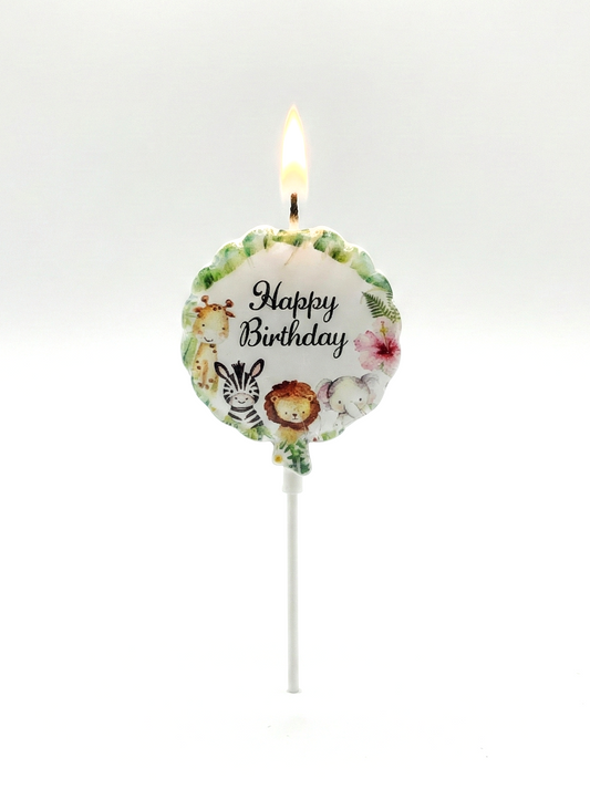 Safari Happy Birthday Yuvarlak Doğum Günü Mumu