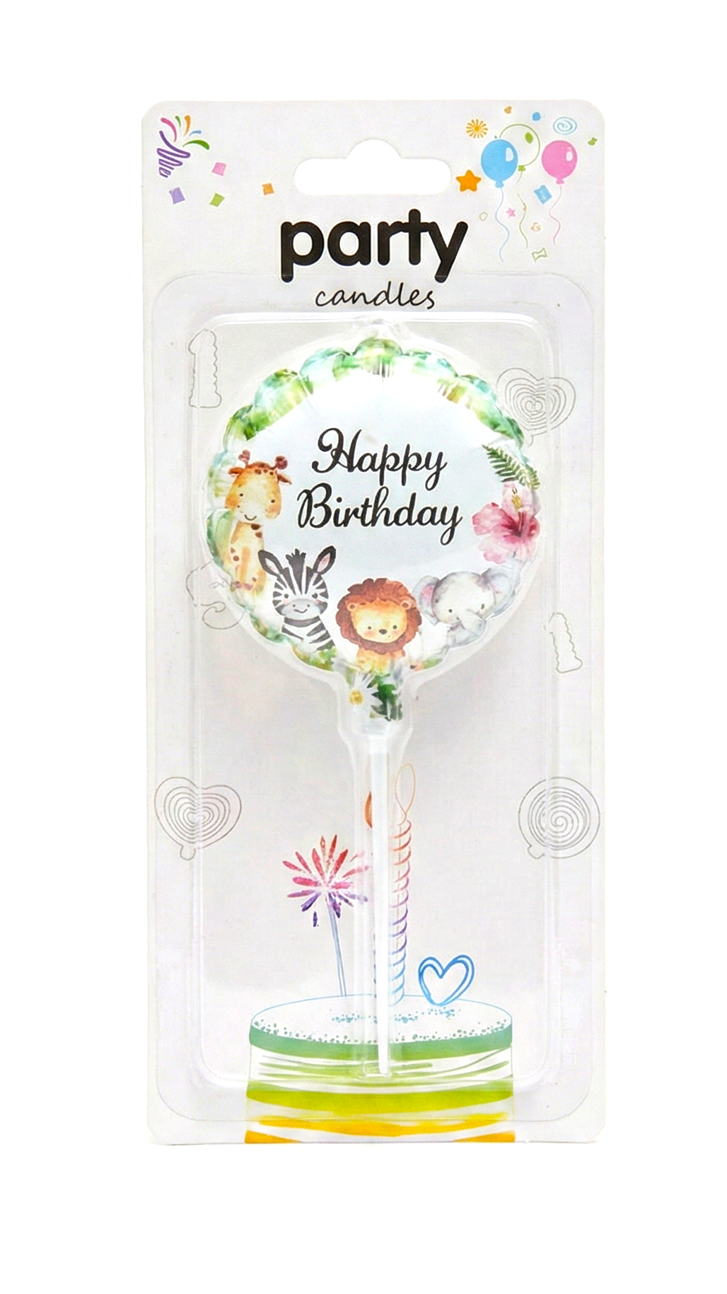 Safari Happy Birthday Yuvarlak Doğum Günü Mumu