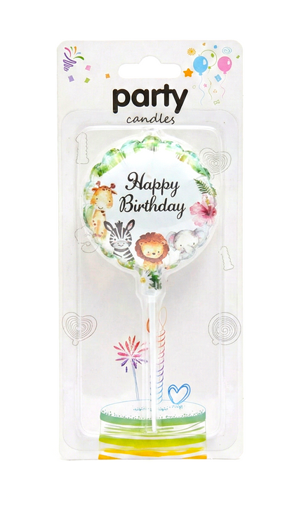 Safari Happy Birthday Yuvarlak Doğum Günü Mumu